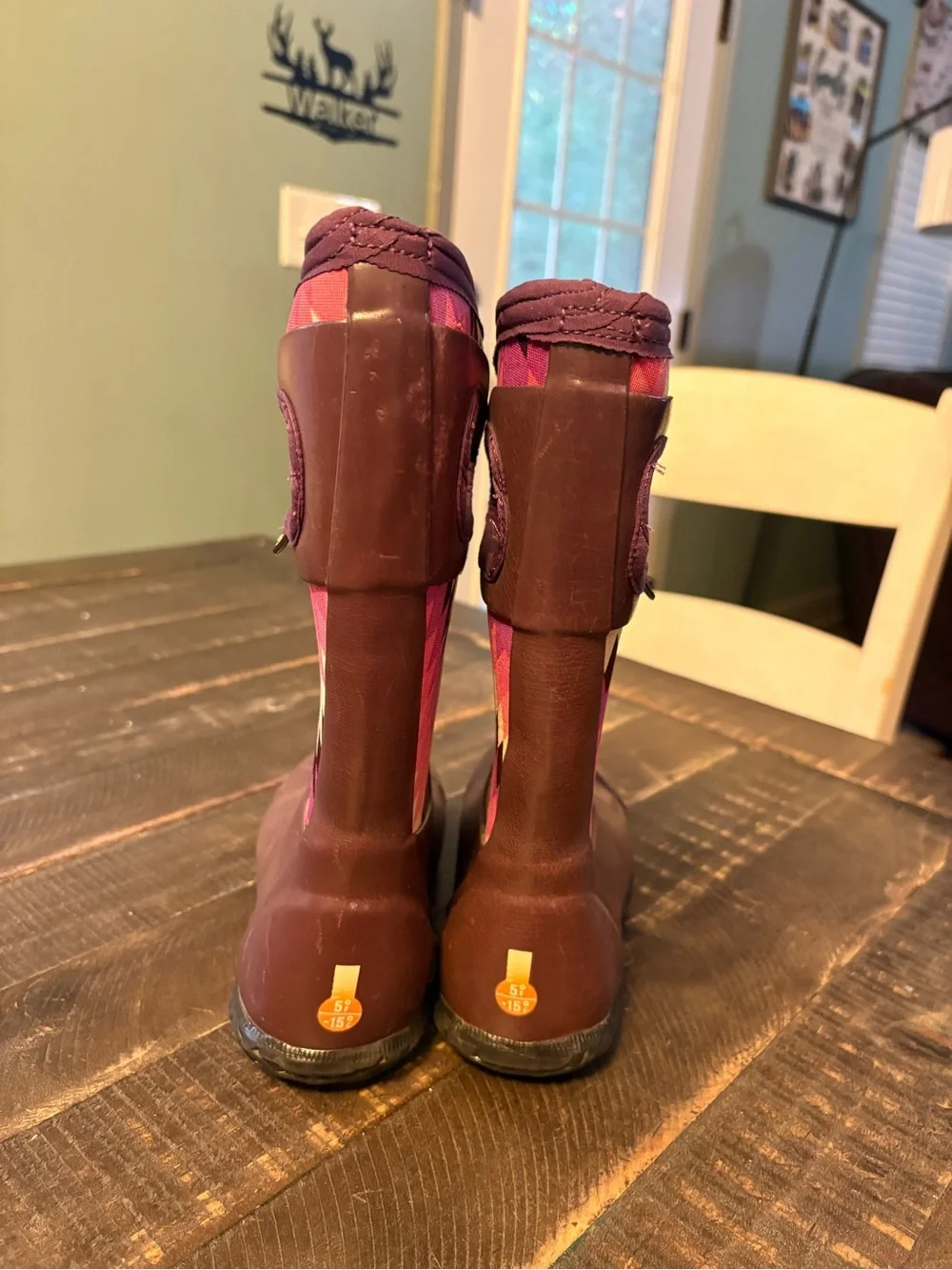 Bogs Waterproof Girl’s Plum & Pink Multi Zigzag Neoprene Rain Boot Insulated**